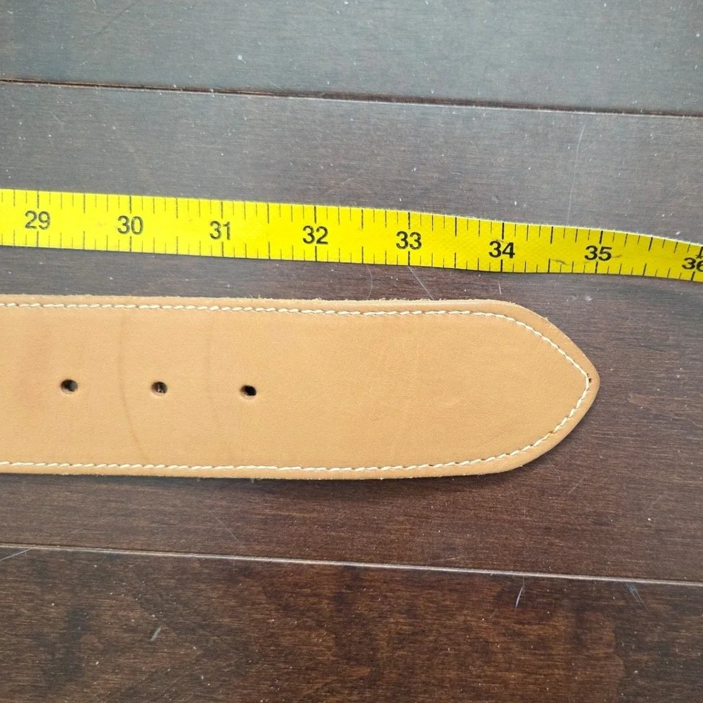 Cipriani Tan Genuine Waxed Saddle Leather Belt Leather Wrapped Buckle Sz‎ Medium